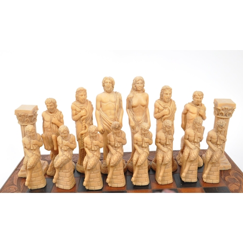 214 - J Letts - Gods of Mythology - A 20th century resin J. Letts Gods of Mythology chess set, alongside l... 