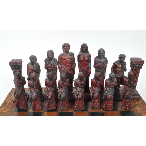 214 - J Letts - Gods of Mythology - A 20th century resin J. Letts Gods of Mythology chess set, alongside l... 
