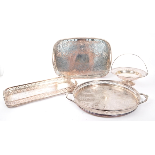 221 - A collection of vintage 20th century Silver plate serving tray. To include a Mappin & Webb bon bon d... 