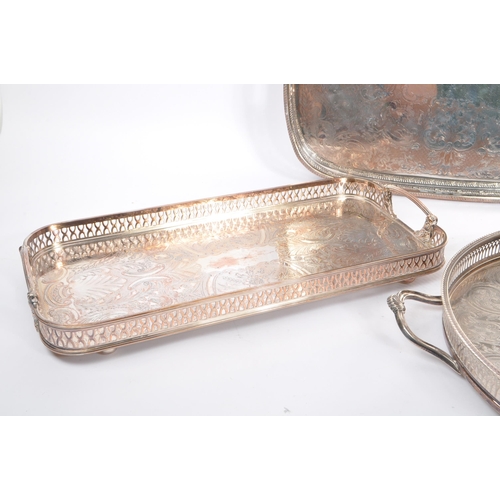 221 - A collection of vintage 20th century Silver plate serving tray. To include a Mappin & Webb bon bon d... 