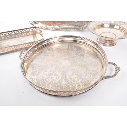 221 - A collection of vintage 20th century Silver plate serving tray. To include a Mappin & Webb bon bon d... 