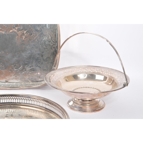 221 - A collection of vintage 20th century Silver plate serving tray. To include a Mappin & Webb bon bon d... 