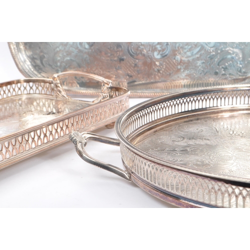 221 - A collection of vintage 20th century Silver plate serving tray. To include a Mappin & Webb bon bon d... 