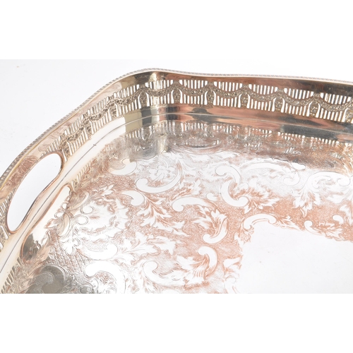 221 - A collection of vintage 20th century Silver plate serving tray. To include a Mappin & Webb bon bon d... 