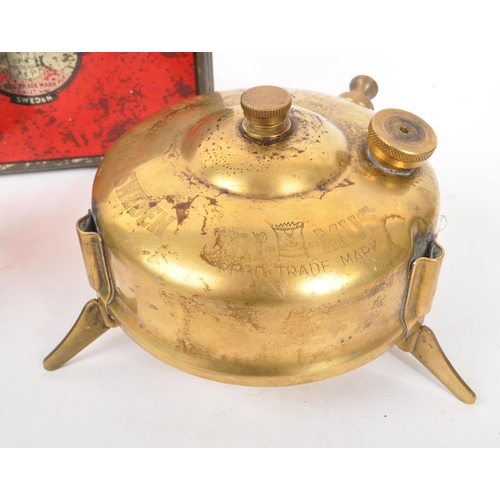 222 - Primus - An early 20th Century brass Primus Sweden No 210 portable camping stove in original tin mea... 