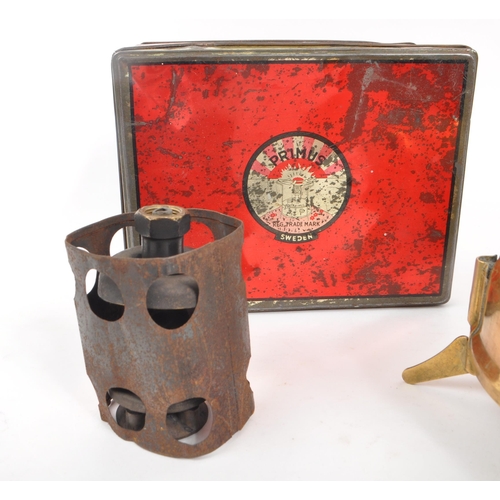 222 - Primus - An early 20th Century brass Primus Sweden No 210 portable camping stove in original tin mea... 
