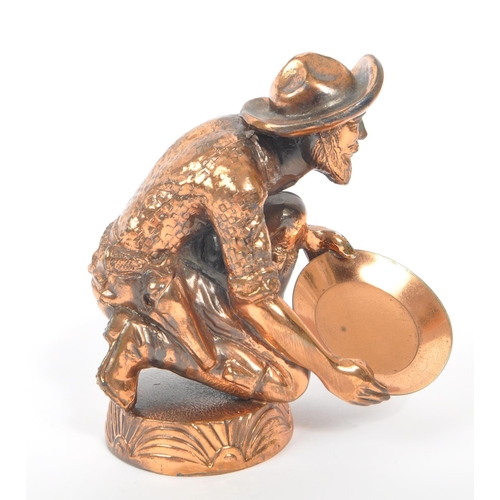 234 - A 20th Century vintage American copper effect figure in the form of a gold miner / panning man kneel... 