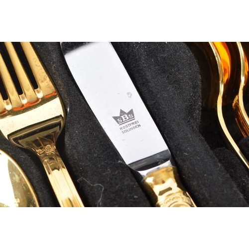 235 - A 20th Century German Bestecke SBS Solingen gold plated 12 person canteen of cutlery to include tabl... 