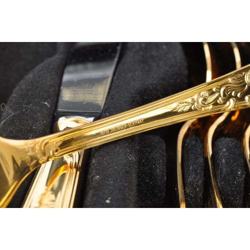 235 - A 20th Century German Bestecke SBS Solingen gold plated 12 person canteen of cutlery to include tabl... 