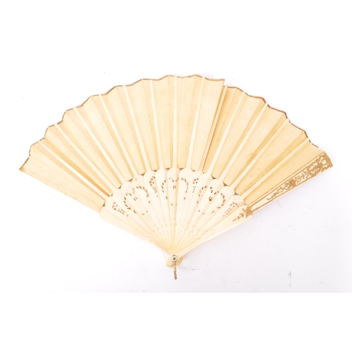 242 - A 19th century French Rococo style bone handled folding hand fan. The fan featuring gilt painted det... 