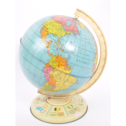 248 - A mid 20th century tin plate globe. The globe having a plastic mount with tin base and globe, featur... 