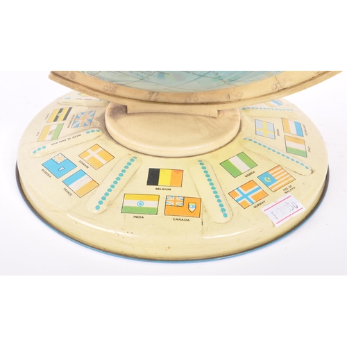 248 - A mid 20th century tin plate globe. The globe having a plastic mount with tin base and globe, featur... 