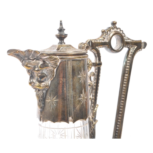 249 - A late 19th Century Victorian silver plate and cut glass ewer / jug. Having star shaped cut glass de... 