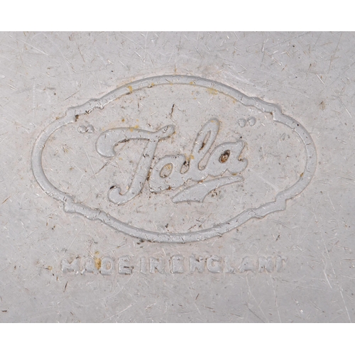 250 - A large mid Century three tiered cake tin of circular form having cream ground with silver lid and r... 