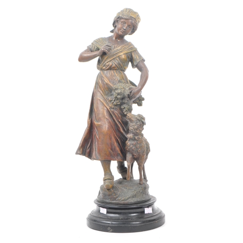 258 - Two 19th century Victorian bronze spelter young Shepherd and Shepherdess statues / figures. Both in ... 