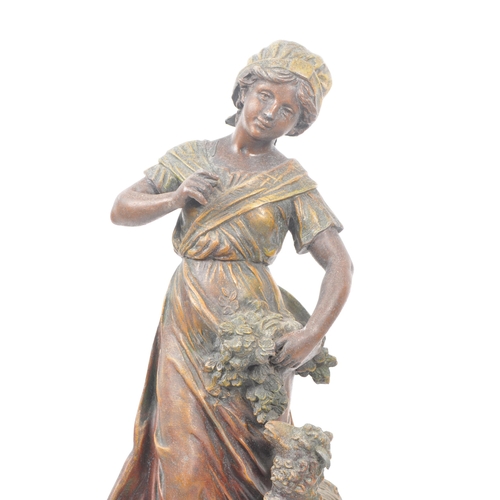 258 - Two 19th century Victorian bronze spelter young Shepherd and Shepherdess statues / figures. Both in ... 