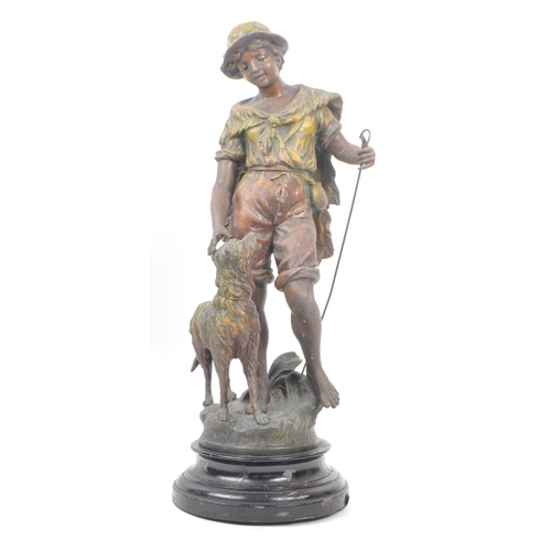 258 - Two 19th century Victorian bronze spelter young Shepherd and Shepherdess statues / figures. Both in ... 