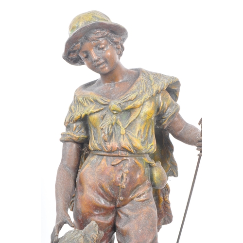 258 - Two 19th century Victorian bronze spelter young Shepherd and Shepherdess statues / figures. Both in ... 