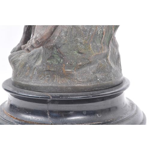 258 - Two 19th century Victorian bronze spelter young Shepherd and Shepherdess statues / figures. Both in ... 