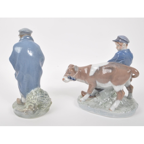 26 - Royal Copenhagen - Vintage 20th century Danish Porcelain china figures. boy shepherd with dog and an... 