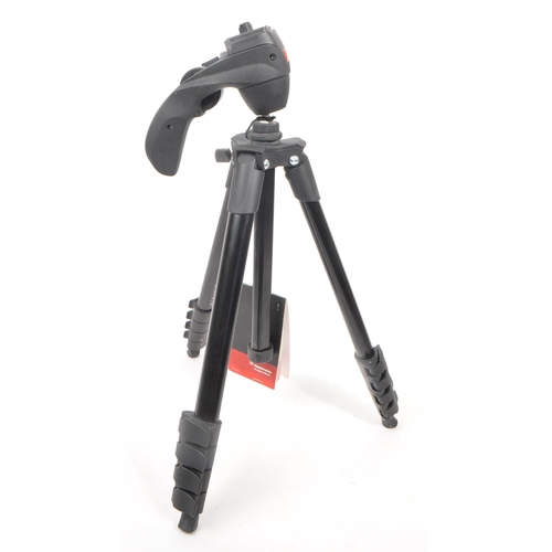 261 - A Manfrotto MKC3-H01 compact photo-movie kit tripod. Of aluminium and plastic construction with a pi... 