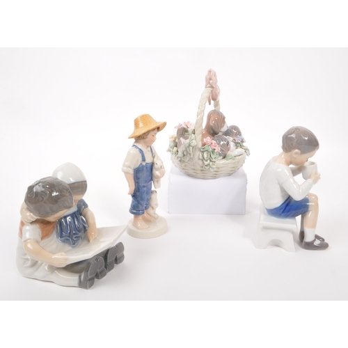 27 - Royal Copenhagen - Collection of three 20th century and later Danish porcelain of child figures. Com... 