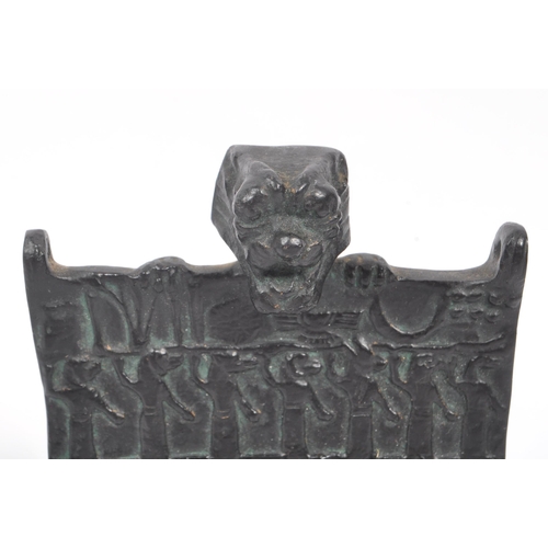 284 - A 20th Century Assyrian replica Lamashtu / Hell plaque having relief scenes on plaque with figurine ... 