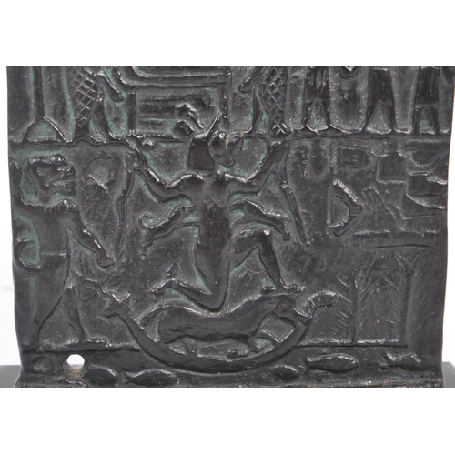 284 - A 20th Century Assyrian replica Lamashtu / Hell plaque having relief scenes on plaque with figurine ... 