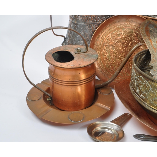 287 - A collection of 20th Century copper items / curios. The collection to include two small stove burner... 