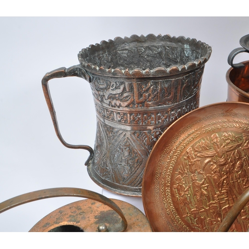 287 - A collection of 20th Century copper items / curios. The collection to include two small stove burner... 