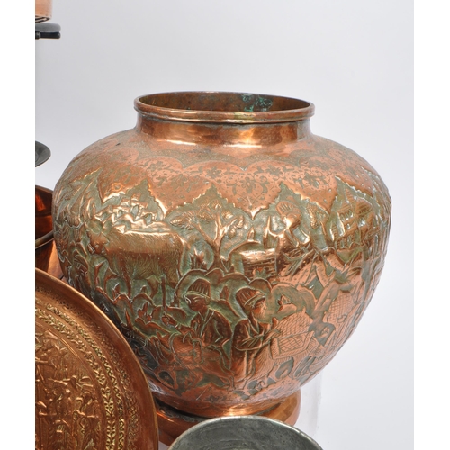 287 - A collection of 20th Century copper items / curios. The collection to include two small stove burner... 