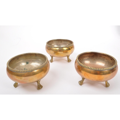 288 - A late 19th Century Victorian brass planter of ovoid form with twin handles to either side with roun... 