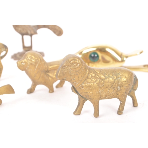 290 - A collection of 19th Century and later small brass animal items / curios. To include a crocodile nut... 