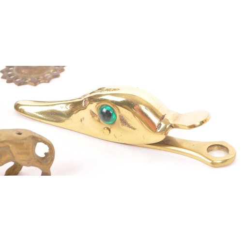 290 - A collection of 19th Century and later small brass animal items / curios. To include a crocodile nut... 