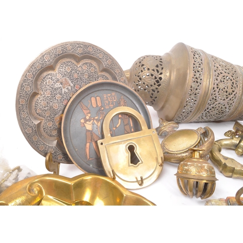 292 - A collection of 19th Century and later brass and copper items / curios. To include Moroccan style ha... 