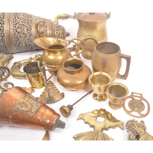 292 - A collection of 19th Century and later brass and copper items / curios. To include Moroccan style ha... 
