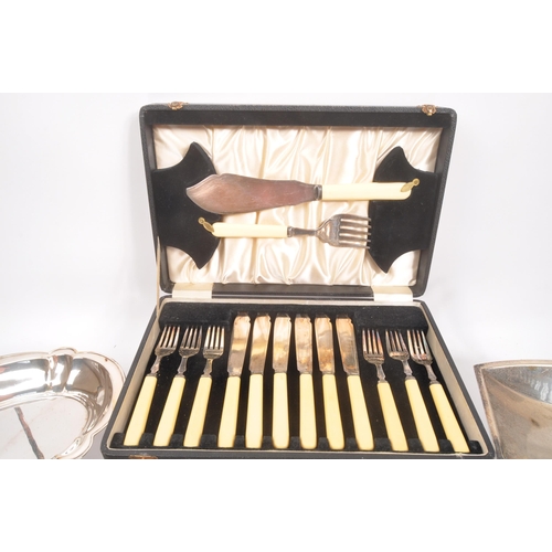 297 - A collection of vintage 20th century silver plate items. Including fruit / centrepiece bowls, tazza ... 