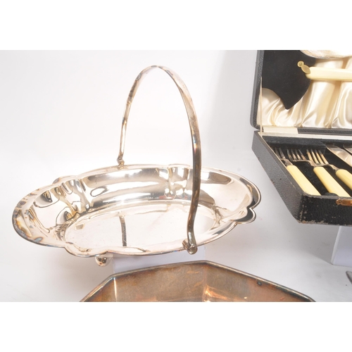 297 - A collection of vintage 20th century silver plate items. Including fruit / centrepiece bowls, tazza ... 