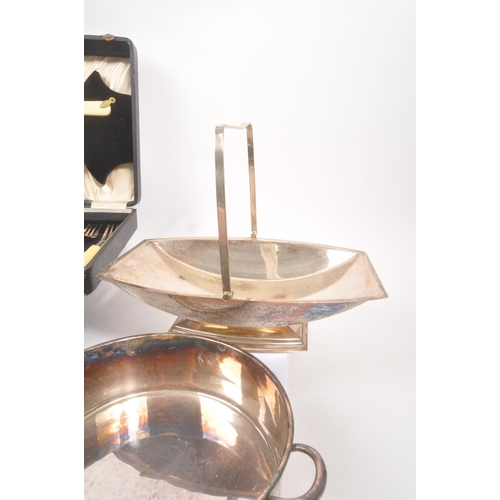 297 - A collection of vintage 20th century silver plate items. Including fruit / centrepiece bowls, tazza ... 