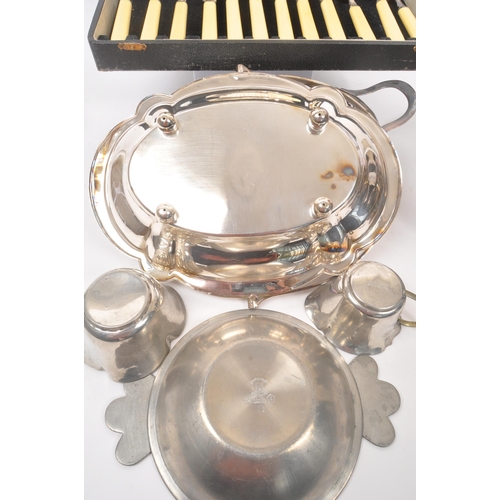 297 - A collection of vintage 20th century silver plate items. Including fruit / centrepiece bowls, tazza ... 