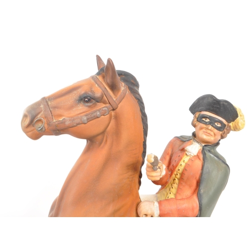 3 - Beswick - Highwayman - A porcelain hand painted china statue of a man figure on a rearing horse. On ... 