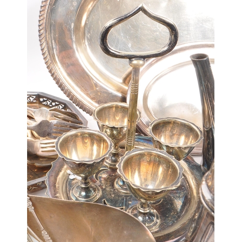 341 - A collection of 19th Century Victorian and later silver plate items comprising of egg cups on stand,... 