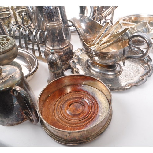 341 - A collection of 19th Century Victorian and later silver plate items comprising of egg cups on stand,... 