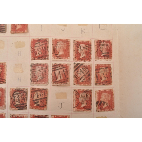 448 - United Kingdom - Victorian 19th century 1840 collection of four penny black postage stamps. Plate 1A... 