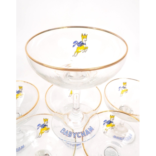 46 - Babycham - A collection of twelve 12 vintage 20th century Babycham sparkling perry drinking glasses.... 