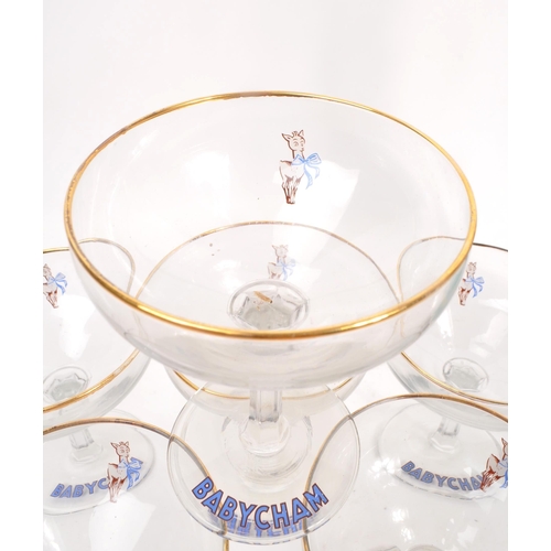 46 - Babycham - A collection of twelve 12 vintage 20th century Babycham sparkling perry drinking glasses.... 