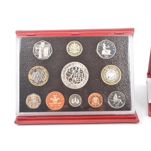 462 - Royal Mint - A collection of the three UK Royal Mint deluxe proof set coins comprising of: 1999 'Las... 