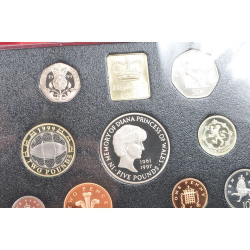 462 - Royal Mint - A collection of the three UK Royal Mint deluxe proof set coins comprising of: 1999 'Las... 