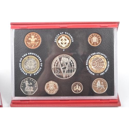 462 - Royal Mint - A collection of the three UK Royal Mint deluxe proof set coins comprising of: 1999 'Las... 