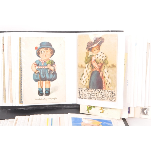 463 - Postcards of artist drawn children. Collection (approx. 260) in three albums. Variety of artists and... 